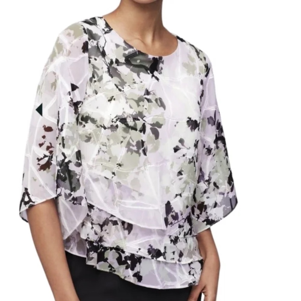 Alex Evenings Floral Print Tiered Top